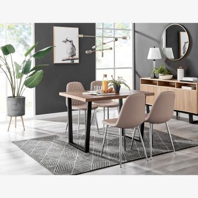 The Range Kylo Brown Wood Effect Dining Table  4 Corona Silver Chairs - Cappuccino