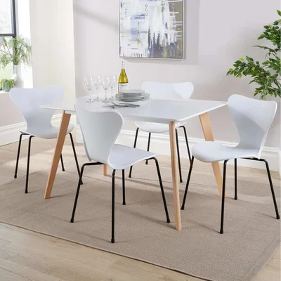 The Range Fleur Table and 4 Penny Chairs Dining Set - White