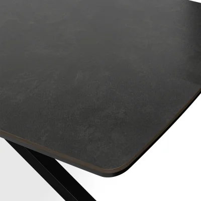 The Range Juno Concrete Table Top W Black Legs + Raye Velvet Dining Chair Set Of 6 - Beige
