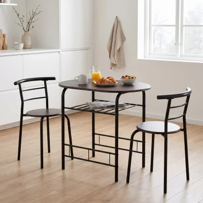 The Range Derry Dining Set Black/Walnut - Black/Walnut