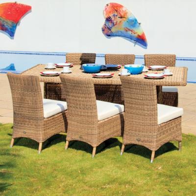 The Range Cozy Bay Barcelona Rattan 6 Seat Dining Set with Rectangle Table - 4 Seasons