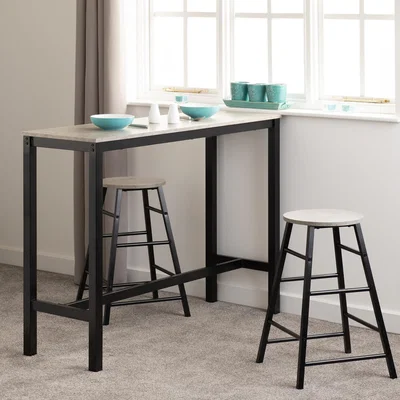 The Range Athens Breakfast Bar Set - Acacia Effect - Concrete
