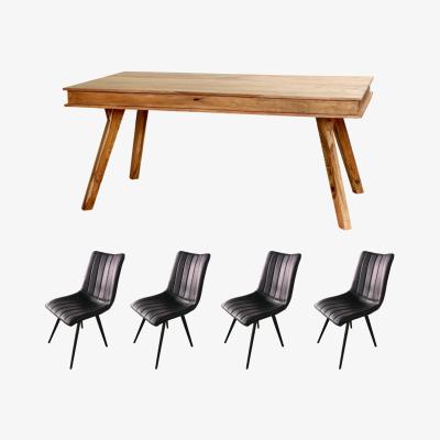 The Range Indus Wooden Medium Size Dining Table Set And 4 Chairs - Light Wood