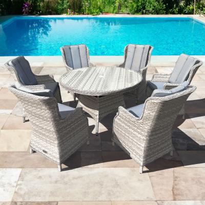 The Range Oseasons Knightsbridge XL Rattan 6 Seat Dining Set with 135cm Table in Dove Grey - Dove Grey