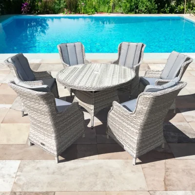 The Range Oseasons Knightsbridge XL Rattan 6 Seat Dining Set with 135cm Table in Dove Grey - Dove Grey