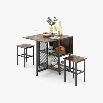 The Range 3-Piece Foldable Dining Table Set - Brown