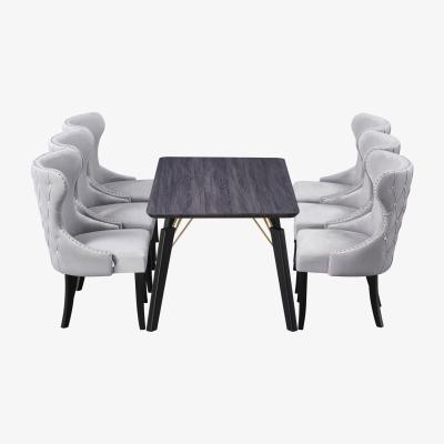The Range Mayfair Cosmo LUX Dining Set with a Modern Table and Chairs Set of 6 - Light Grey