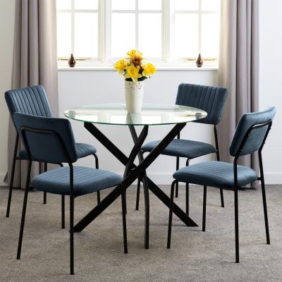 The Range Sheldon Round Glass Top Dining Set - Navy