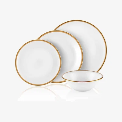The Range The Mia 24-Piece Porcelain Dinner Set, Gold - Gold