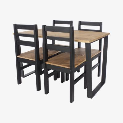 The Range Texas Pine Industrial Style Table and 4 Chair Set  - Antique wax