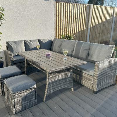 The Range The York Rattan 8 Seater Corner Dining Set - Grey