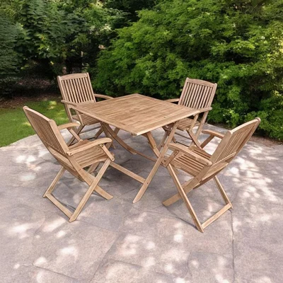 The Range London 5 Piece Folding Dining Set - Neutral