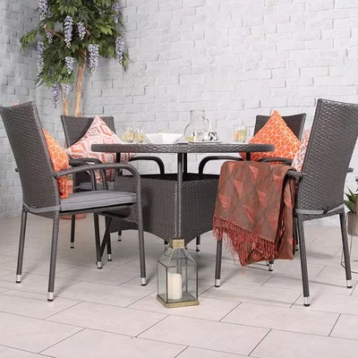 The Range MALAGA 4 Seater Stacking Dining Set  - Grey