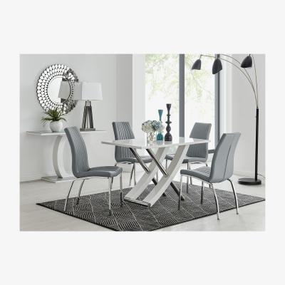 The Range Mayfair 4 White Dining Table  4 Isco Chairs - Grey