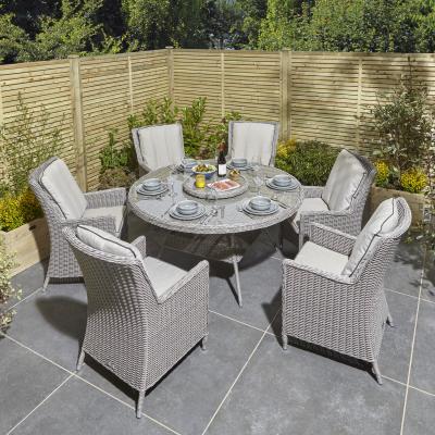 The Range Prestbury 6 Seater Rattan Dining Set - Natural Stone
