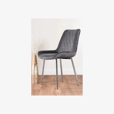 The Range Pivero 6 Grey Dining Table and 6 Pesaro Silver Leg Chairs - Grey