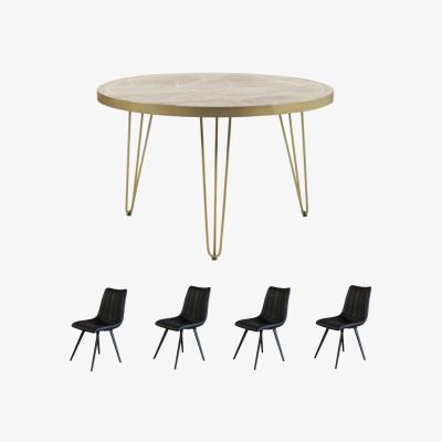 The Range Dallas Light Mango Wooden Round Dining Table Set With 4 Chairs - Light Wood