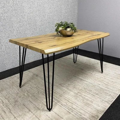 The Range Wooden Dining Table Set With 4 White Chairs Dining Room Furniture - Brown