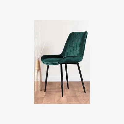 The Range Pivero 6 Grey Dining Table and 6 Pesaro Black Leg Chairs - Green