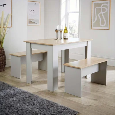 The Range Camden Dining Table and Bench Set - Grey