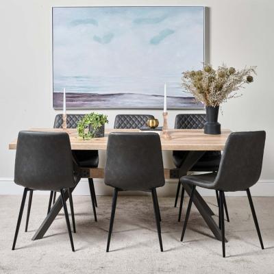 The Range Kamala 180cm Dining Table  6 Ripley Dining Chairs - Grey