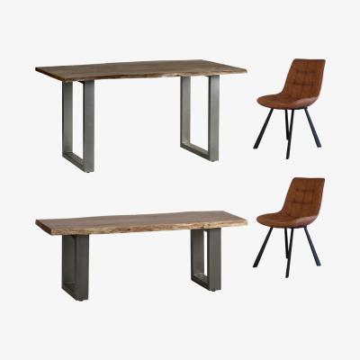 The Range Grey Essential Medium Dining Table 1.5M Set 2 Chairs 1 Bench - Light Wood
