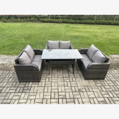 The Range Fimous Rattan Sofa Dining Set - Dark Grey