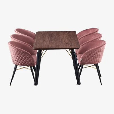 The Range Vittorio Cosmo LUX Dining Set with a Table and 6 Chairs - Pink