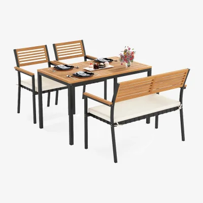 The Range 4-Piece Patio Dining Set - White