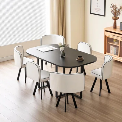 The Range 150cm Monochrome Dining Table Set - White / White Chairs