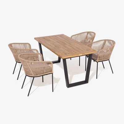 The Range Rowlinson Oslo 4 Seat Dining Set - Brown