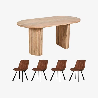 The Range York Light Mango Wooden Dining Table Set With 4 Chairs - Light Wood