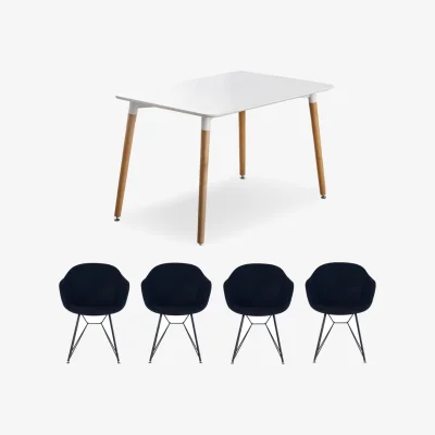 The Range Valentina Halo Dining Set Includes a Table and Chairs Set of 4 - Black