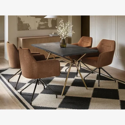The Range Lexi Dining Table with 4 Isla Swivel Dining Chairs Brown - Black + Brown