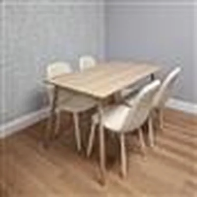 The Range Dining Table Set with 4 Cream Faux Leather Chairs Kitchen Dining Room Furniture