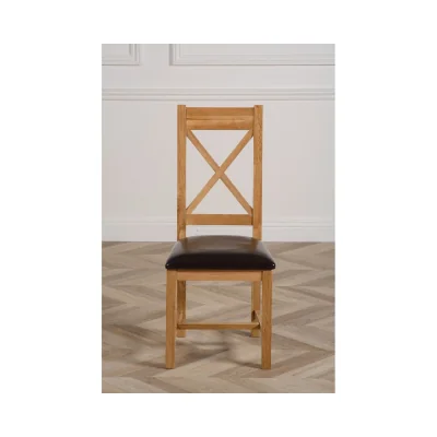 The Range Richmond 90-150cm Oak Extending Dining Table and 6 Berkeley Leather Chairs - Brown