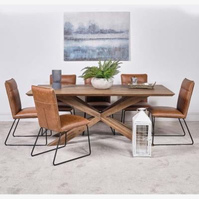 The Range Harlow 200cm Dining Table  6 Hardy Dining Chairs - Tan