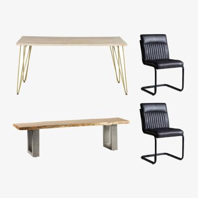 The Range Dallas Light Mango Wooden Rectangular Dining Table Set With 2 Chair 1 Bench - Light Wood