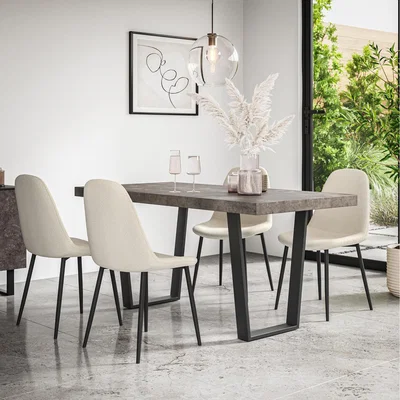 The Range Aria Dining Table And Chairs - Concrete Effect Table w 4-6 Maya Boucle Chair - White / 6