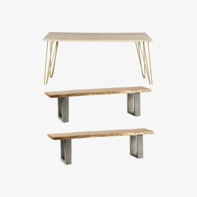The Range Dallas Light Mango Wooden Rectangular 6 Seater Dining Table Set With 2 Benches - Light Wood
