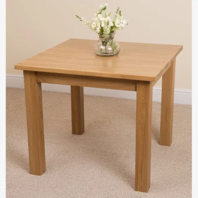 The Range Oslo 90 x 90 cm Oak Small Dining Table and 4 Lola Leather Chairs - Black