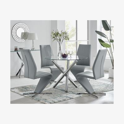 The Range Selina Dining Table With Four Willow Chairs Set - Grey