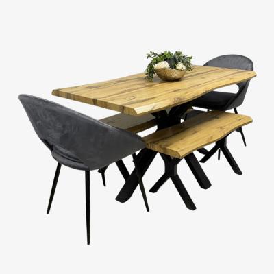 The Range Dakota Dining Set with Benches - Brown / 140cm