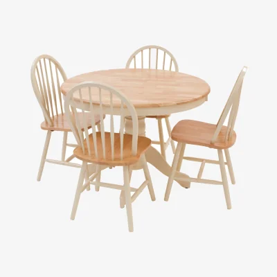 The Range York Dining Table and Four Chairs Set - Brown