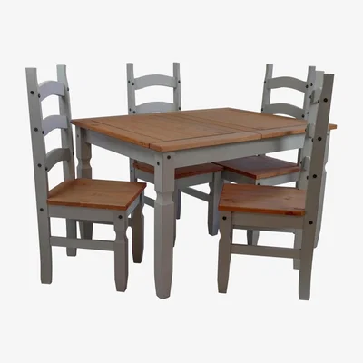 The Range Corona Grey Wax 4ft Dining Table  4 Chairs - Distressed Grey Wax