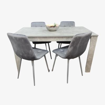 The Range Kosy Koala Stone Grey Dining Table Set with 4 Velvet Chairs - Grey