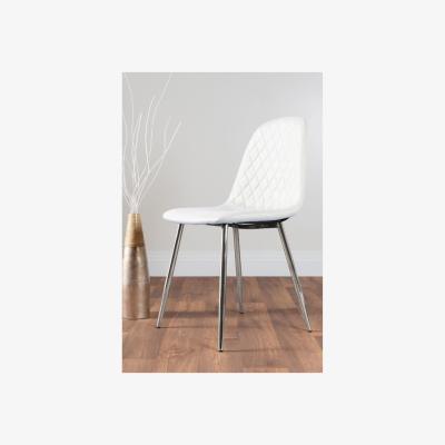 The Range Palma Black Semi Gloss Round Dining Table and 6 Corona Silver Chairs - White
