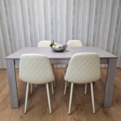 The Range Arrow Effect Table and 4 Chairs Dining Set - Cream / Cream