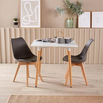 The Range Faro White Dining Table 2 Lisbon Grey Chairs - White