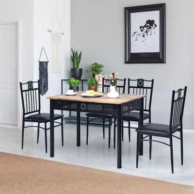 The Range 5PCS Dining Table Chair Set - Black